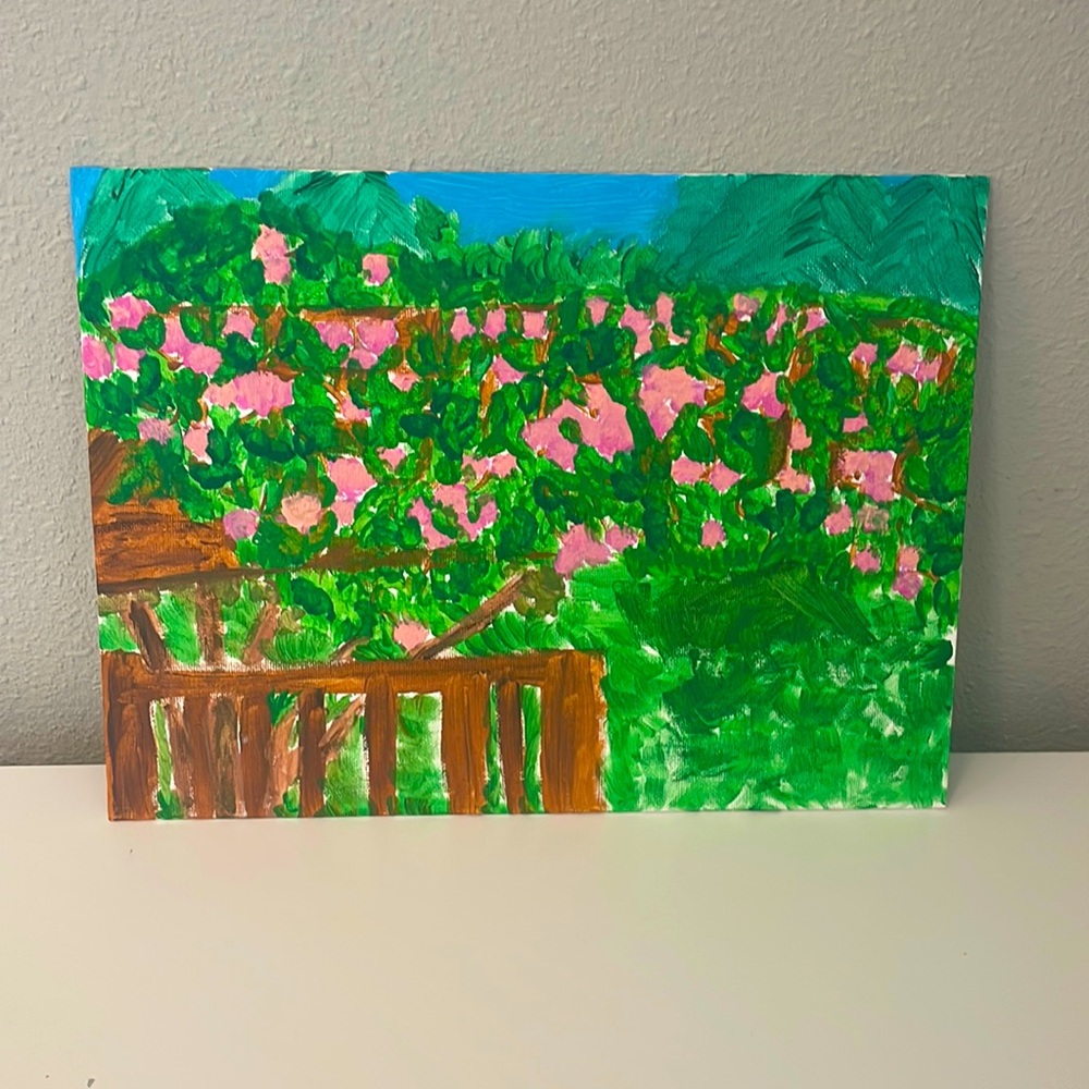 “Rose Terrace”. 9”x12” canvas panel art